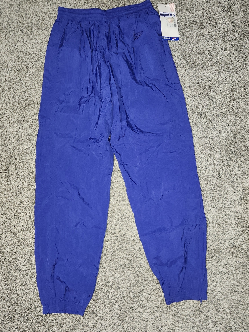 Vintage Reebok WM Windbreaker Bottoms Track Unlined Pants Joggers 90s Sz L NWT